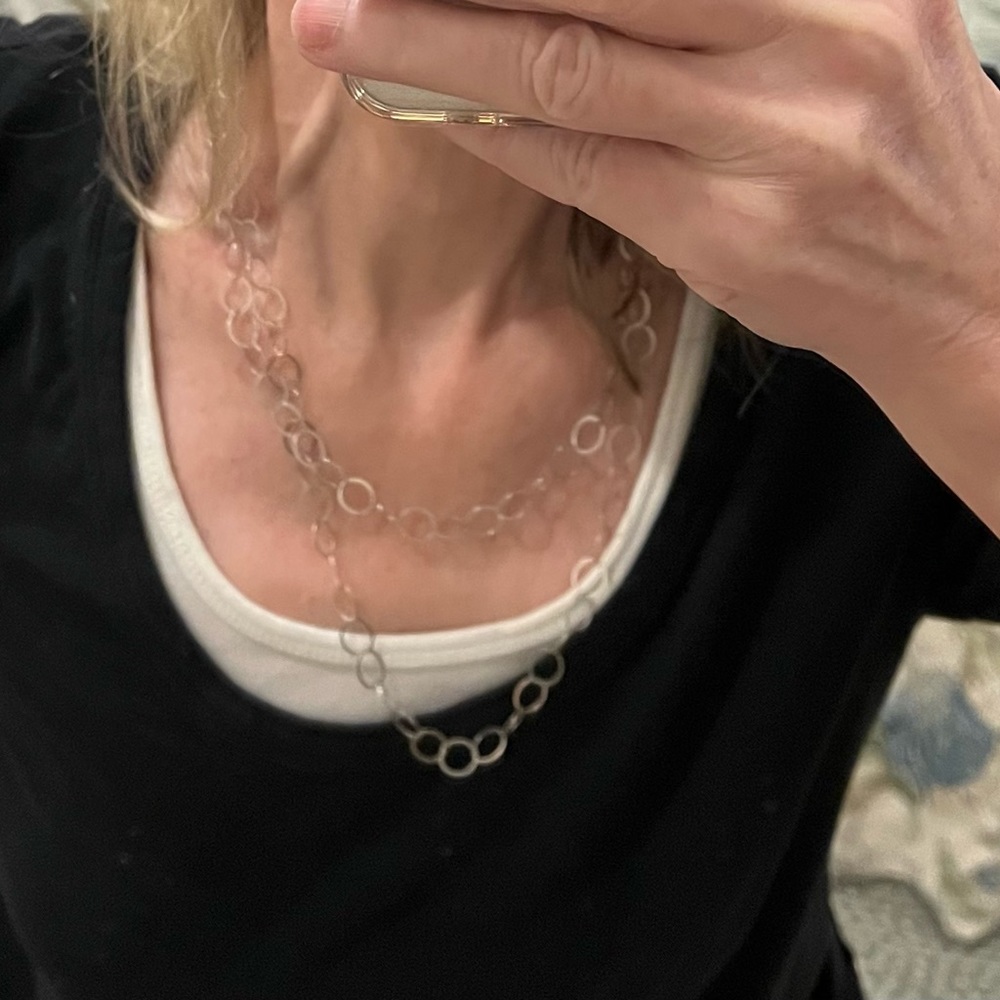 Lisa Taubes Sterling Chain Link Necklace 42”